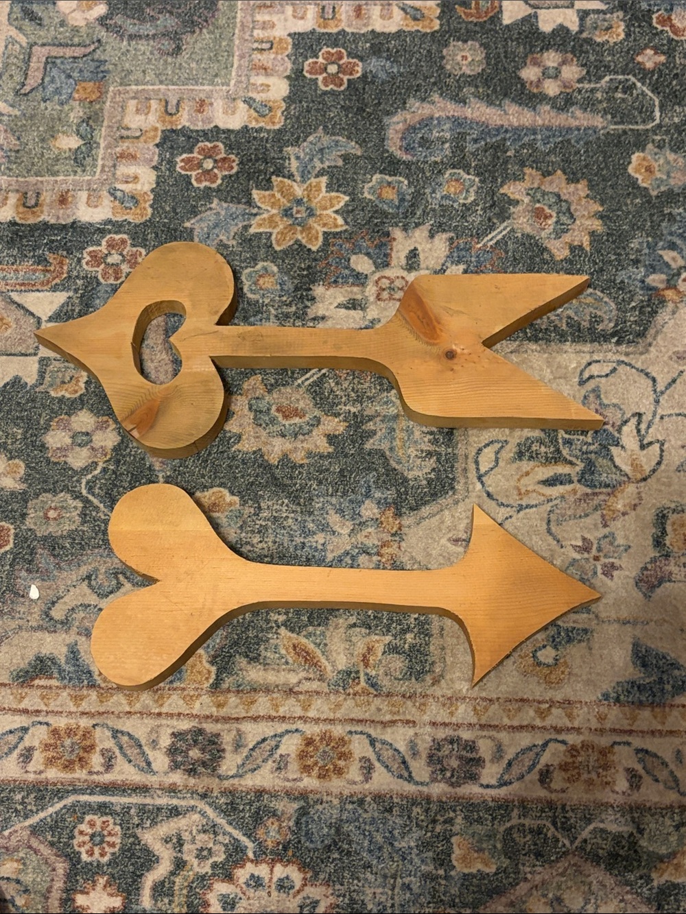 Homemade Natural Vintage Wooden Heart & Arrow Wall Decor Pair
